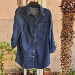 Apt. 9 Denim Tunic Shirt Womens Large